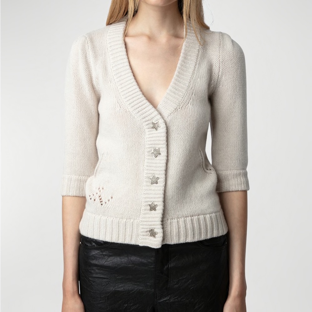 Ecru star button Betsy cardigan